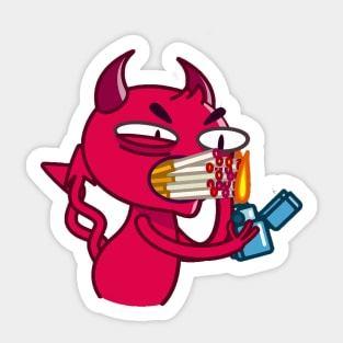 Red Devil smokes a lot Sticker